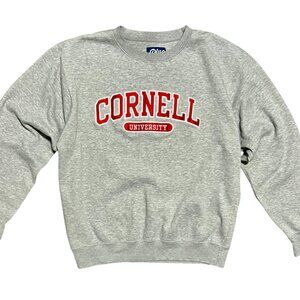 Cornell University Blue 84 Gray & Red Embroidered Crew Neck Sweatshirt, Men's M